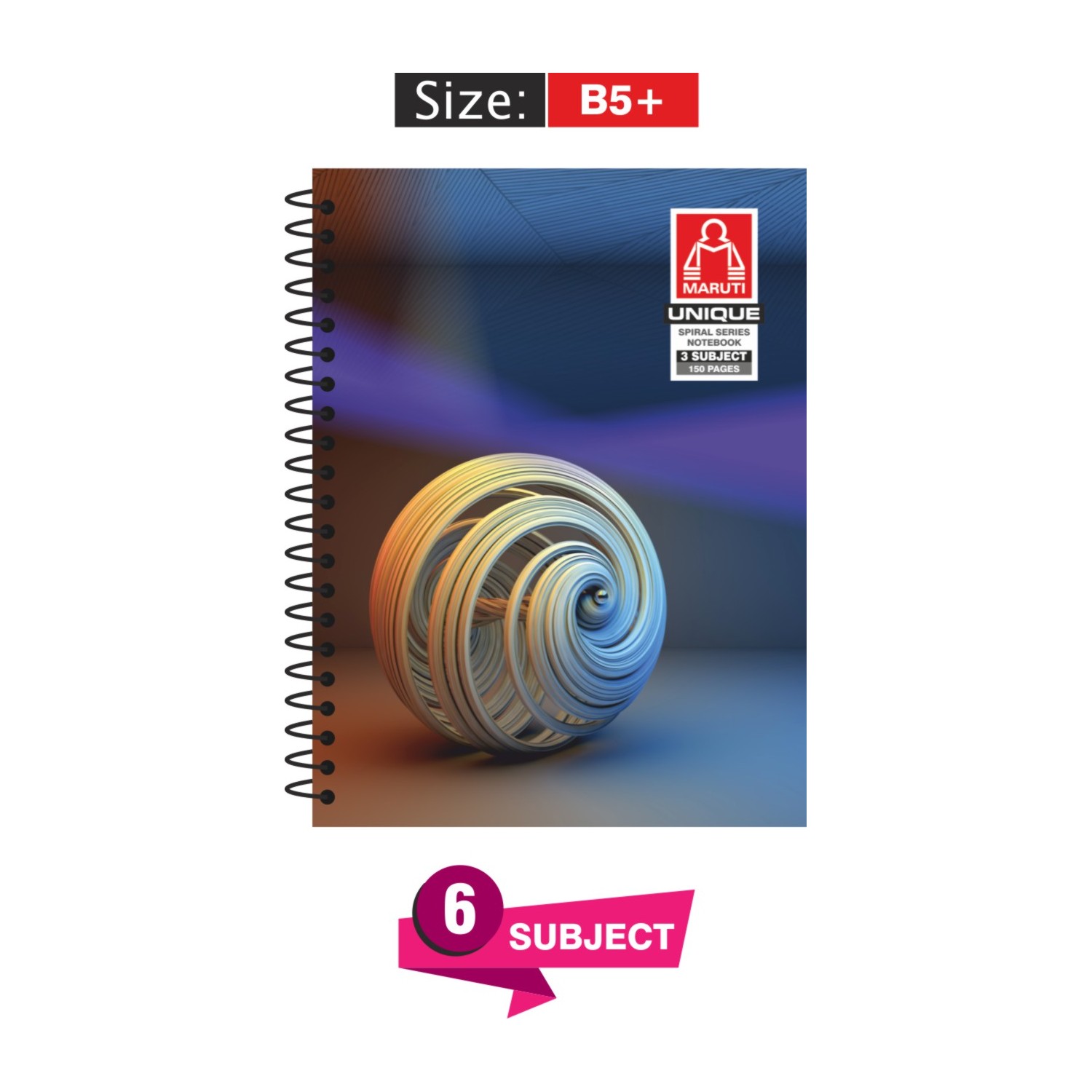 Maruti B/5 Six Subject Note Book No.8 Wiro Binding 300 Pages Size 250mm